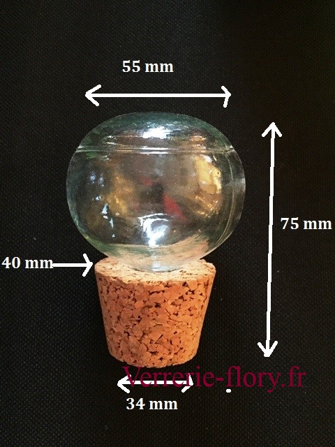 bouchon de verre avec embout en lige